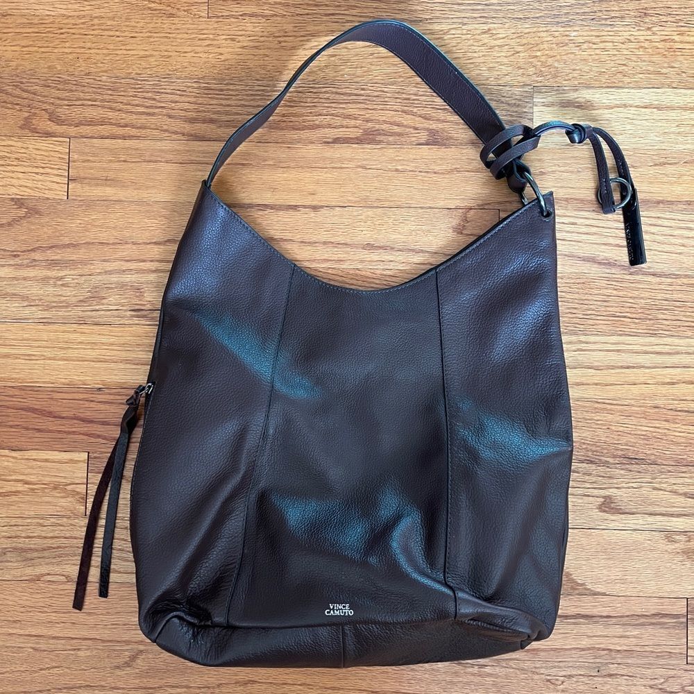 Vince Camuto Leather Lesli Hobo Bag in Black Cherry